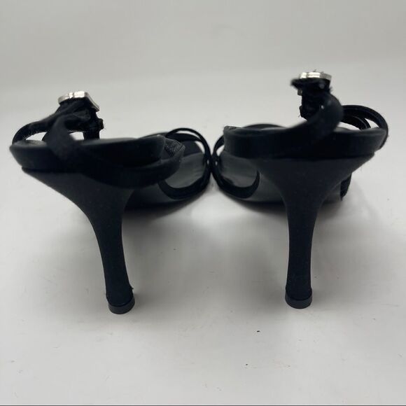 Via Spiga Sandals Strappy Satin Black Women's Size 8 Heeled - Picture 6 of 9